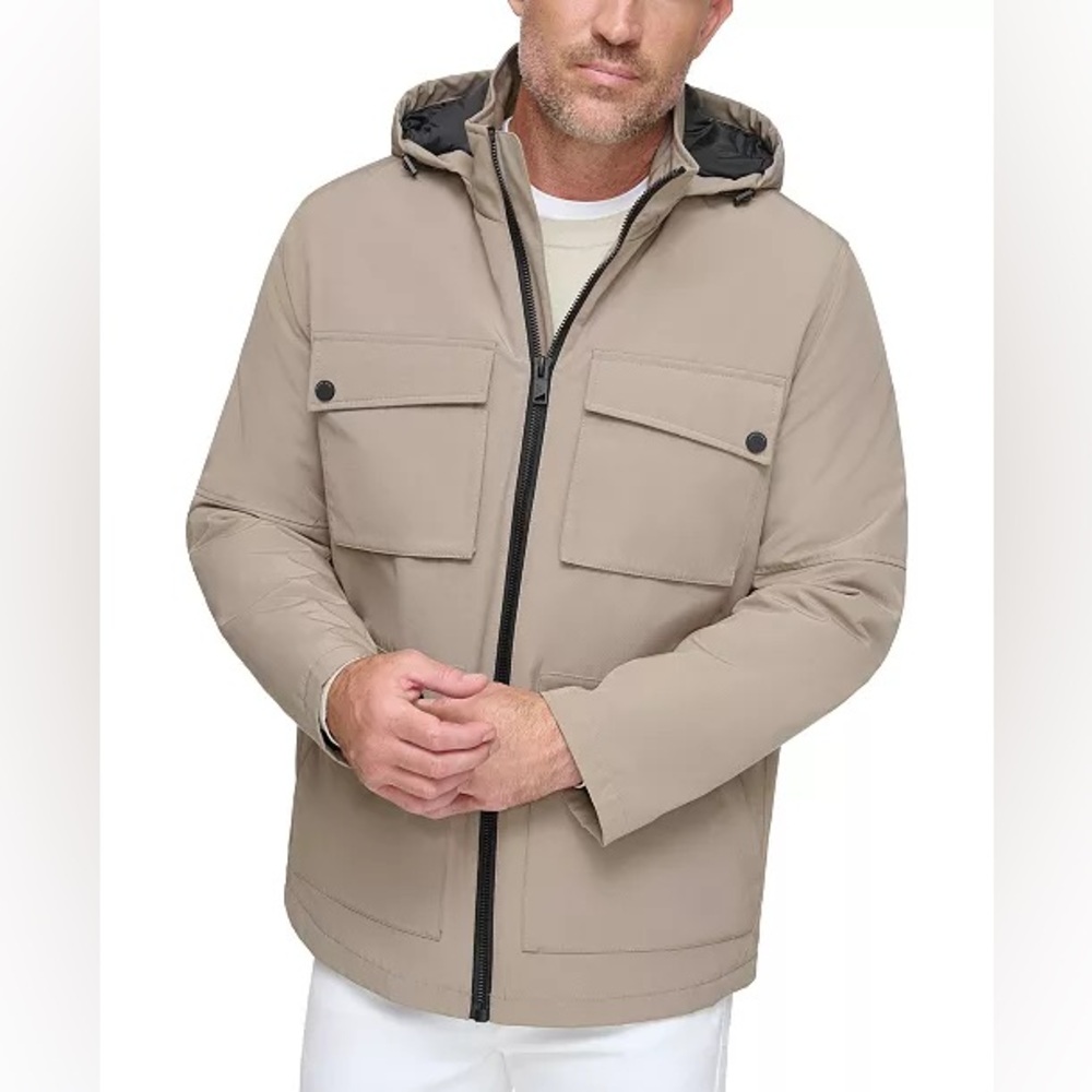 Andrew Marc Men's Tan Hooded Jacket size large NWT